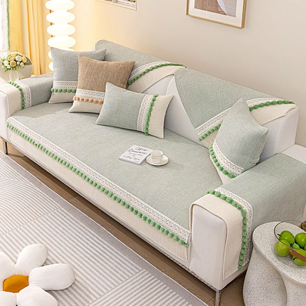 4color pom pom tweed sofa cover