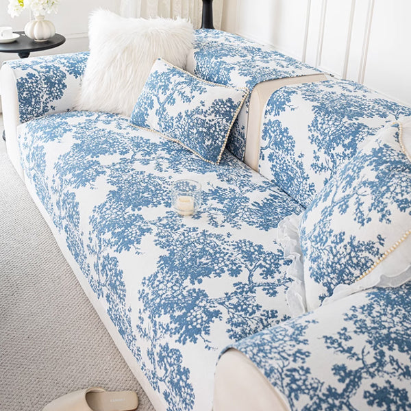4color tree embroidery sofa cover