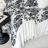 black flower frill sofa cover