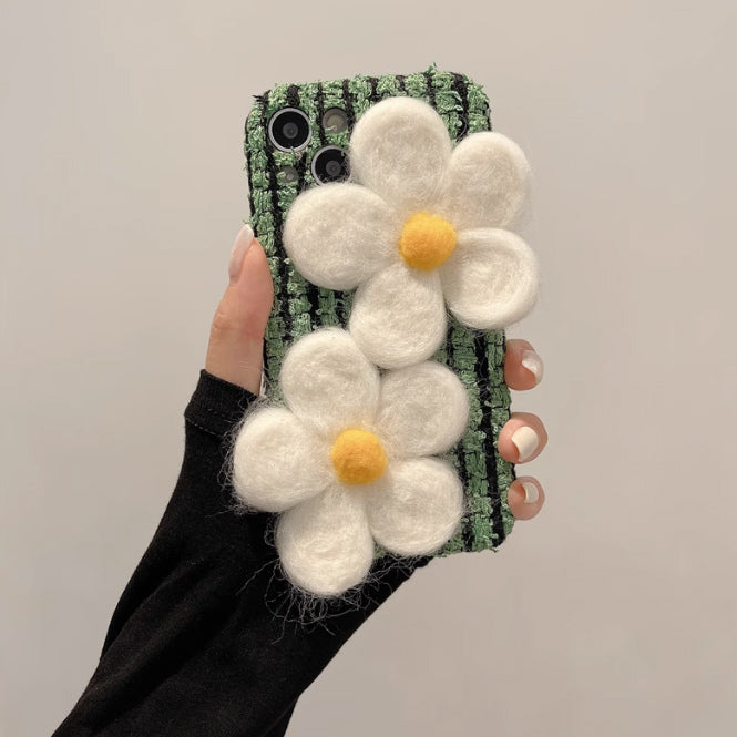 2color felt flower iPhone case