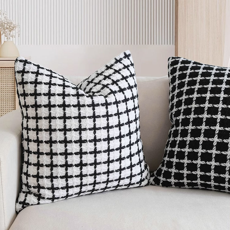 4design monotone check cushion