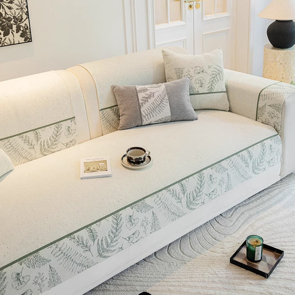 3color half botanical sofa cover