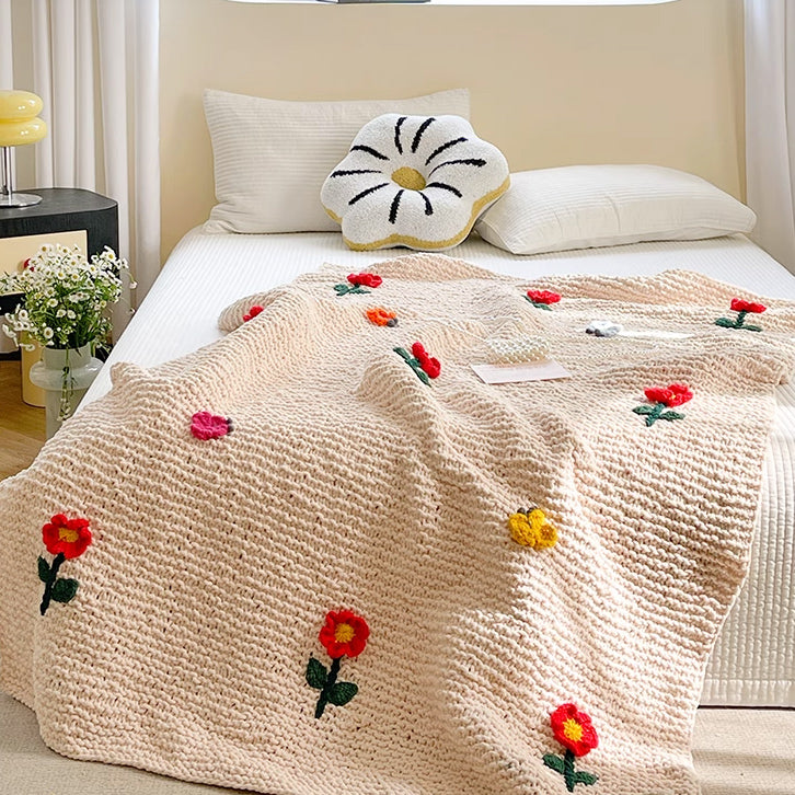 retro knit flower blanket