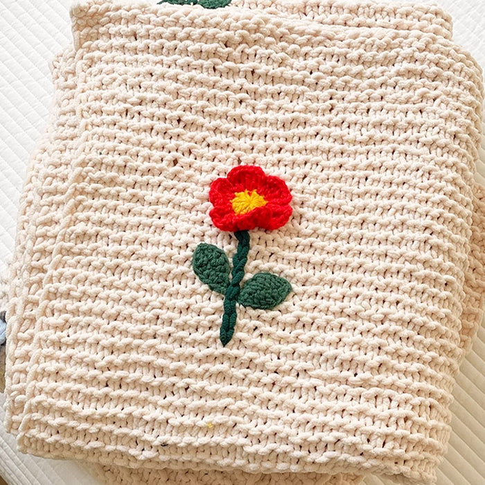 retro knit flower blanket