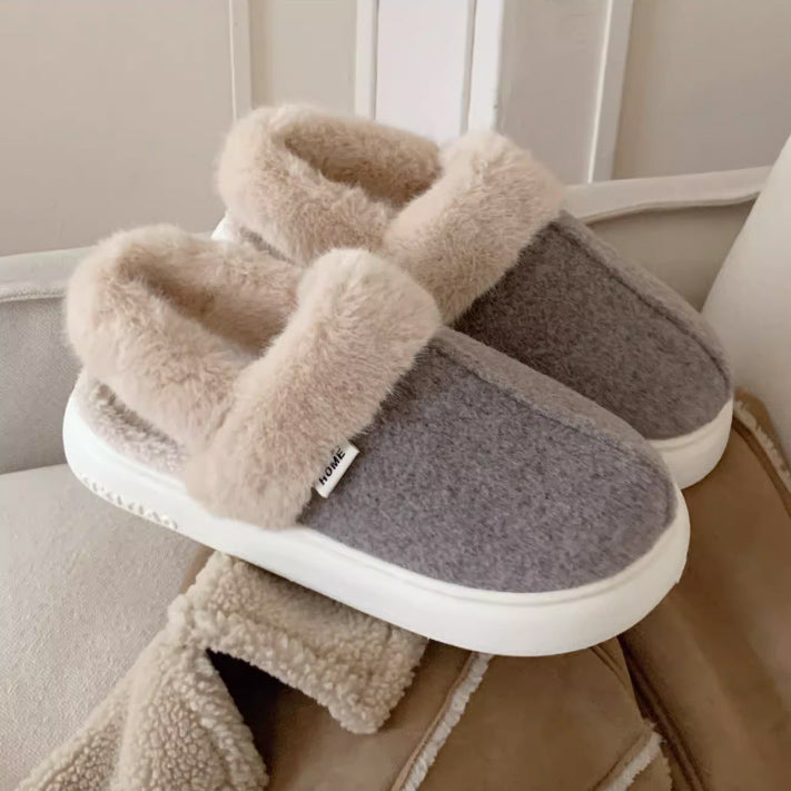 3color fur mouton room shoes