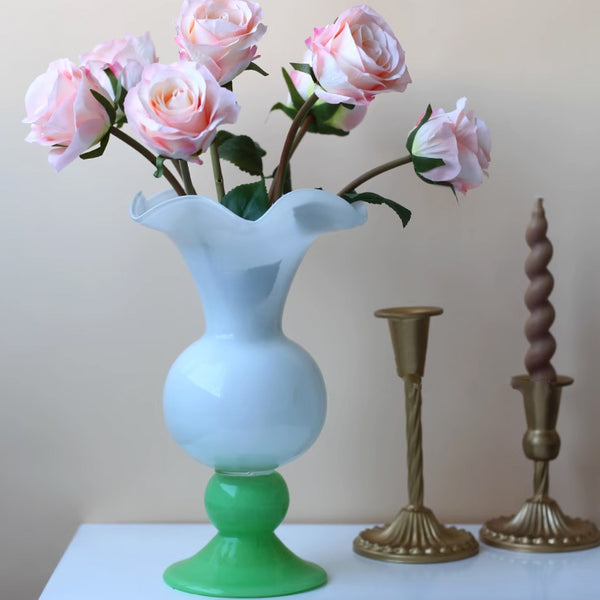 2color retro art glass vase