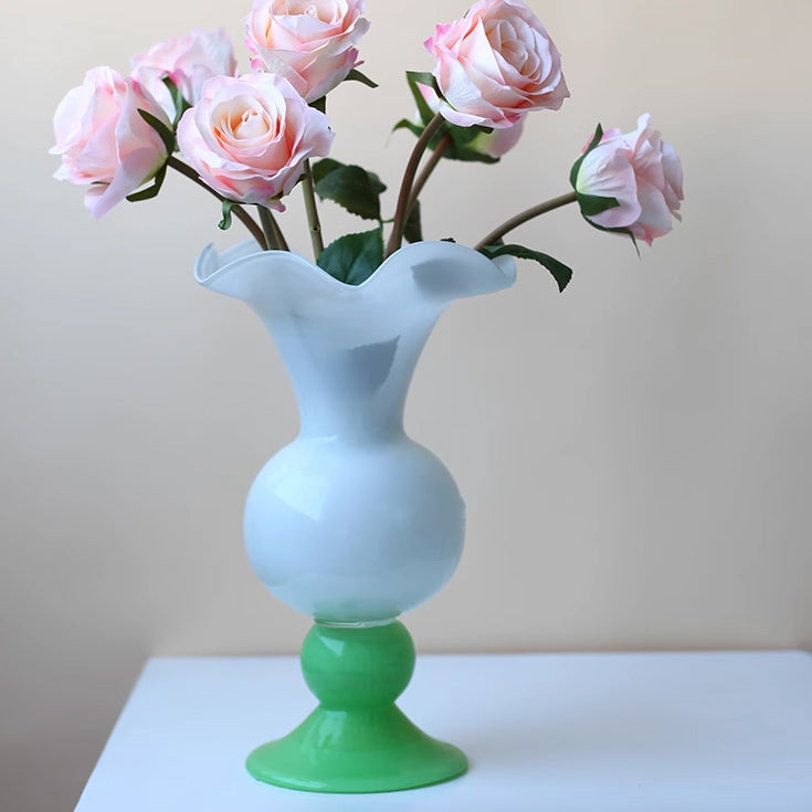 2color retro art glass vase
