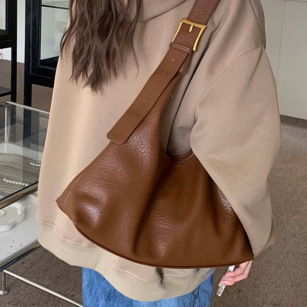 3color belt leather shoulder bag