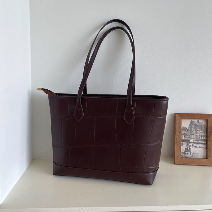 2color formal leather tote bag