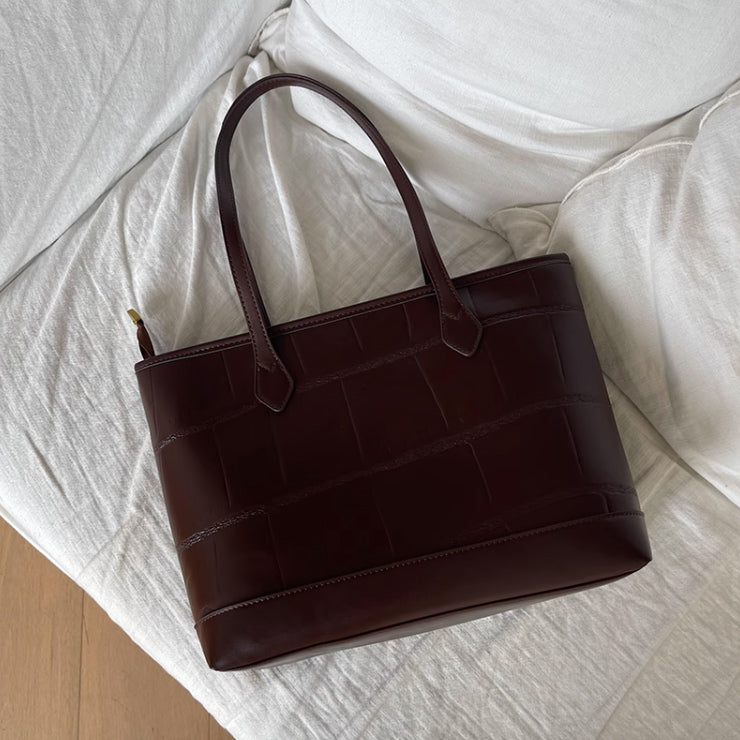 2color formal leather tote bag