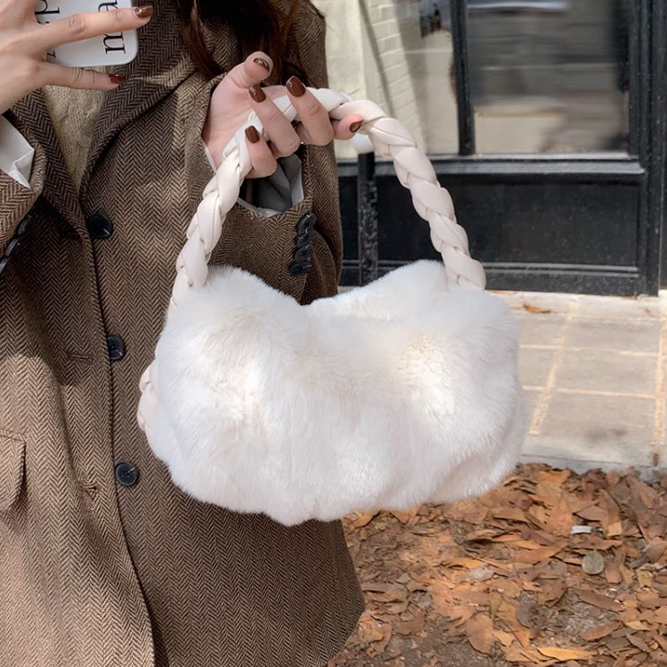 3color fur mini hand bag