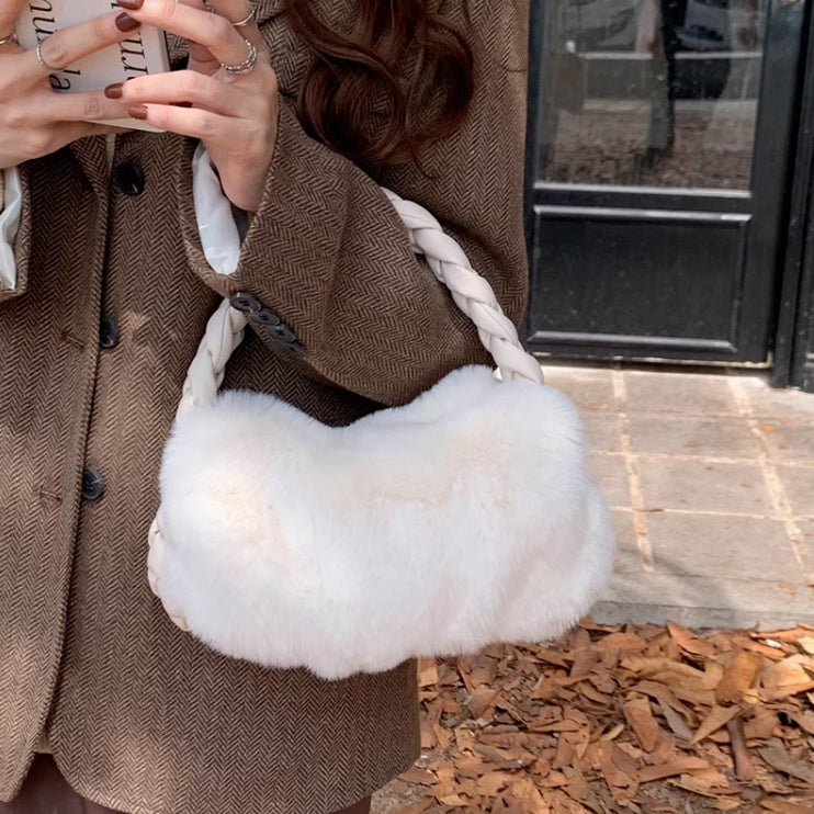 3color fur mini hand bag