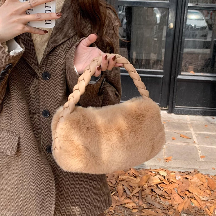 3color fur mini hand bag