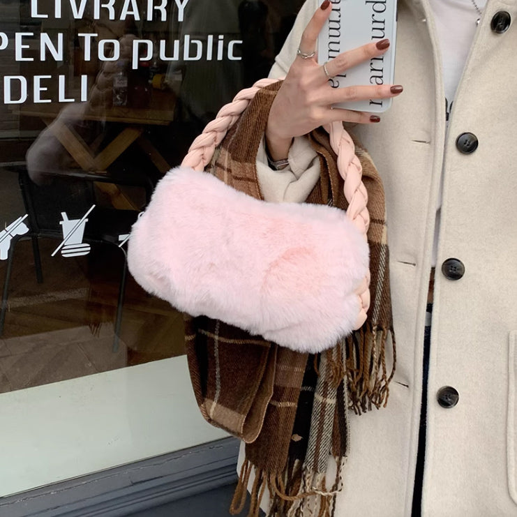 3color fur mini hand bag