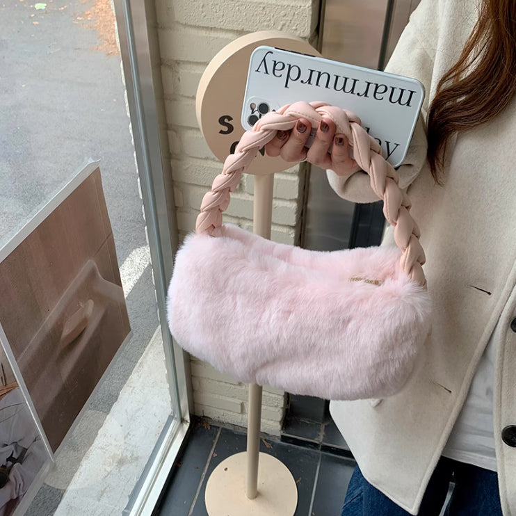 3color fur mini hand bag