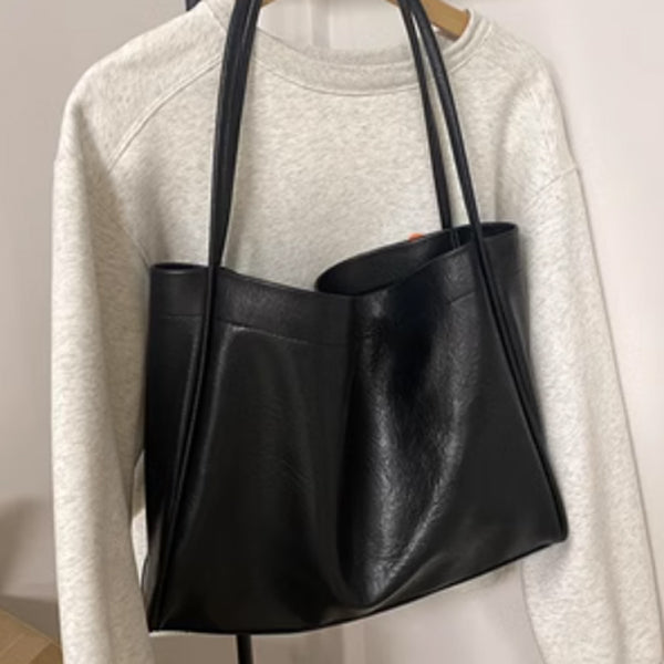 3color square leather tote bag