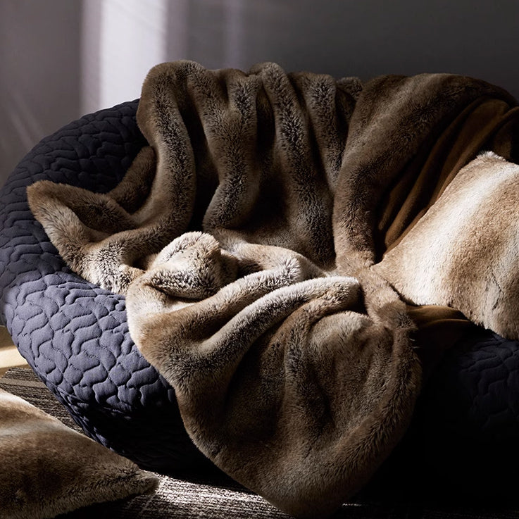2color luxury fur blanket