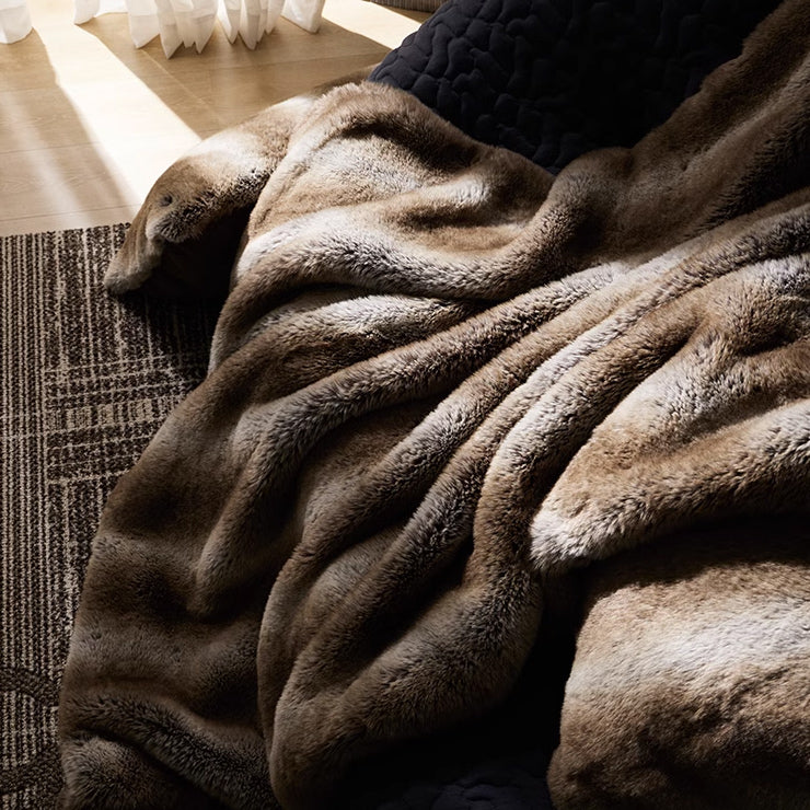 2color luxury fur blanket