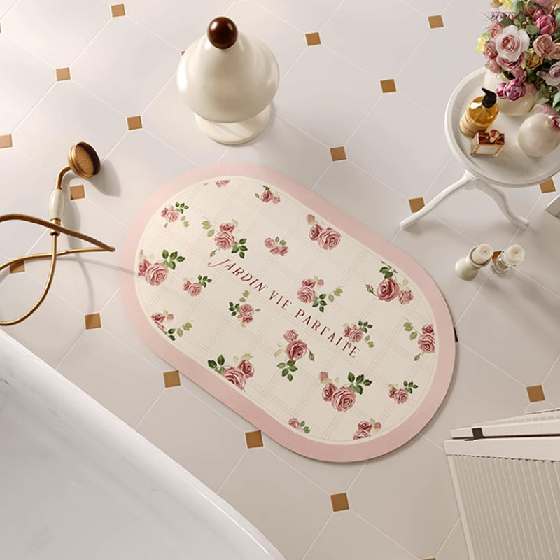 2design elegant rose bath mat