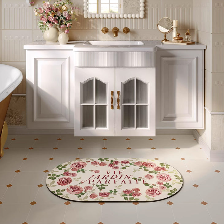 2design elegant rose bath mat