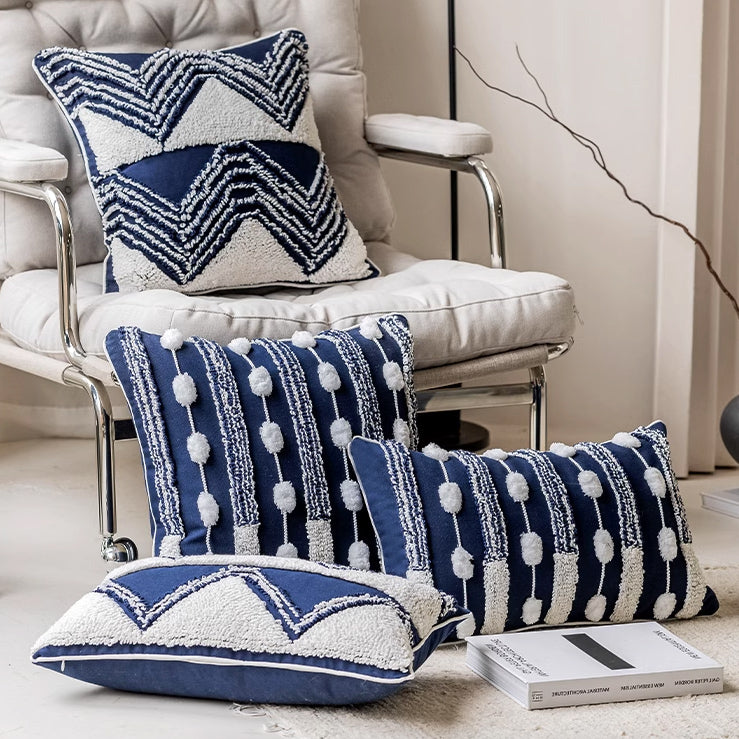 2design navy geometry cushion