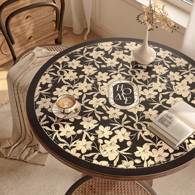home black flower round table mat