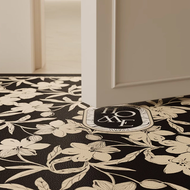 2design home black flower door mat