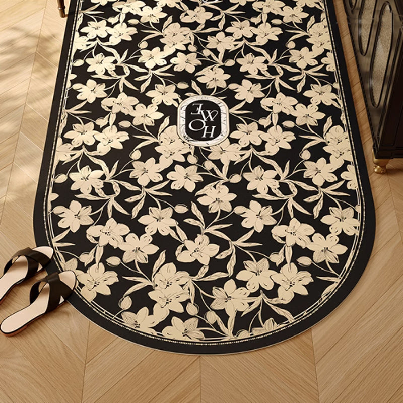 2design home black flower door mat