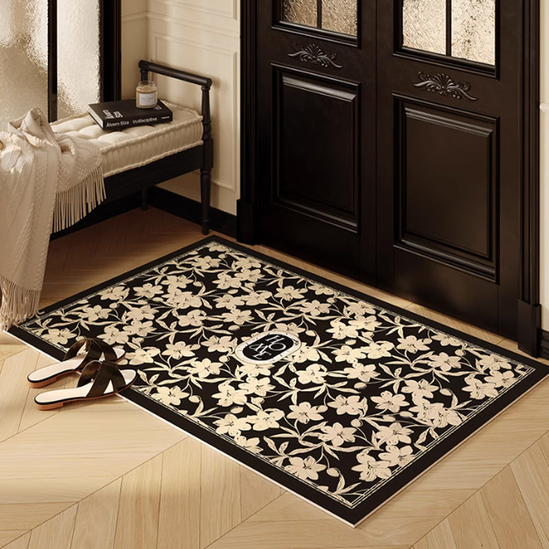 2design home black flower door mat