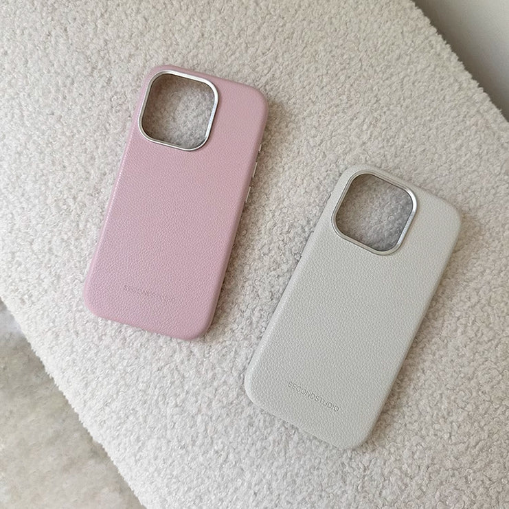 2color simple leather iPhone case