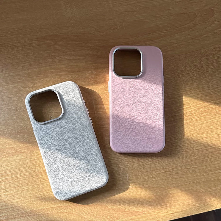2color simple leather iPhone case