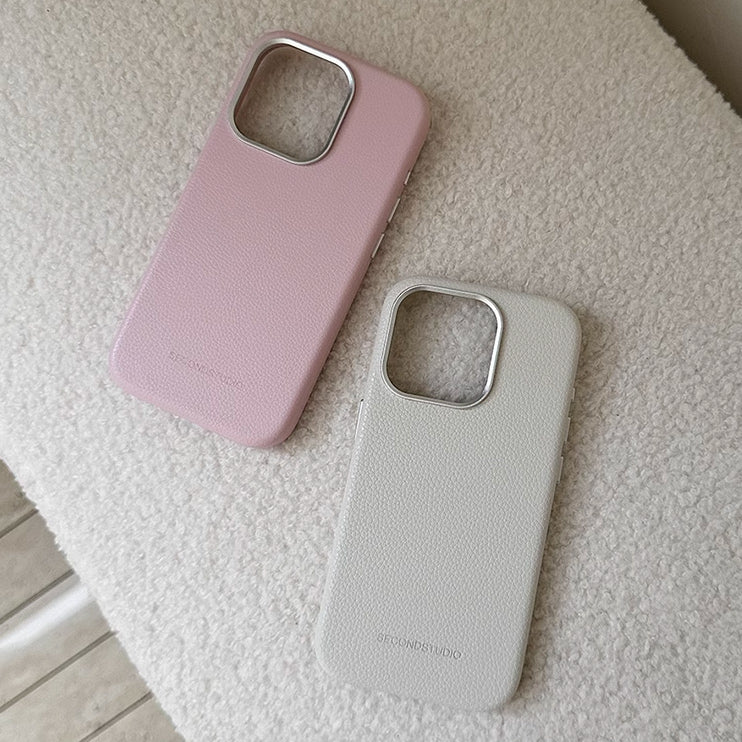 2color simple leather iPhone case