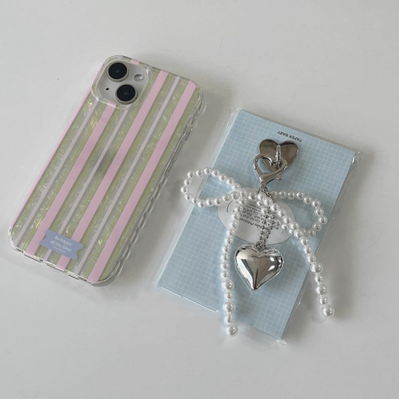 pearl ribbon strap border iPhone case