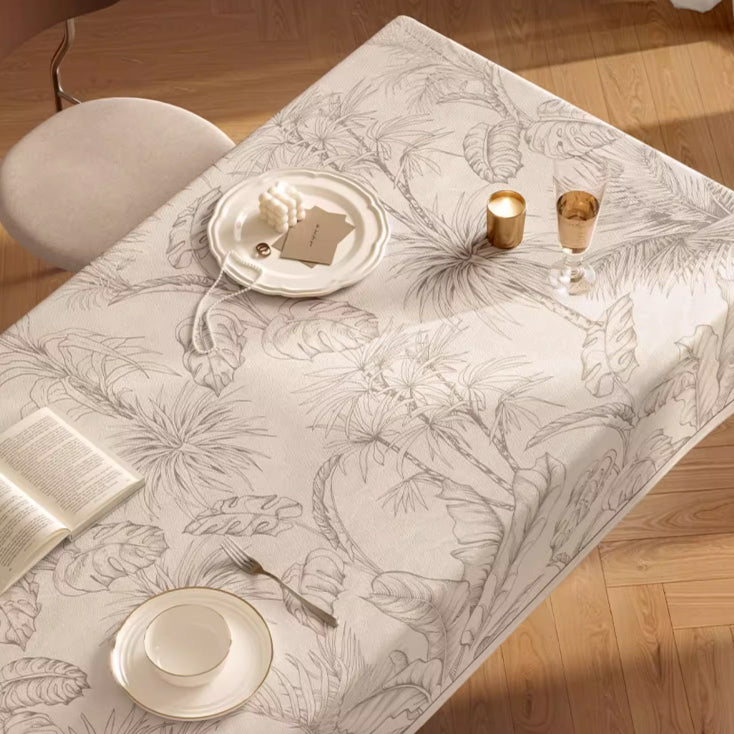 pale botanical table cloth