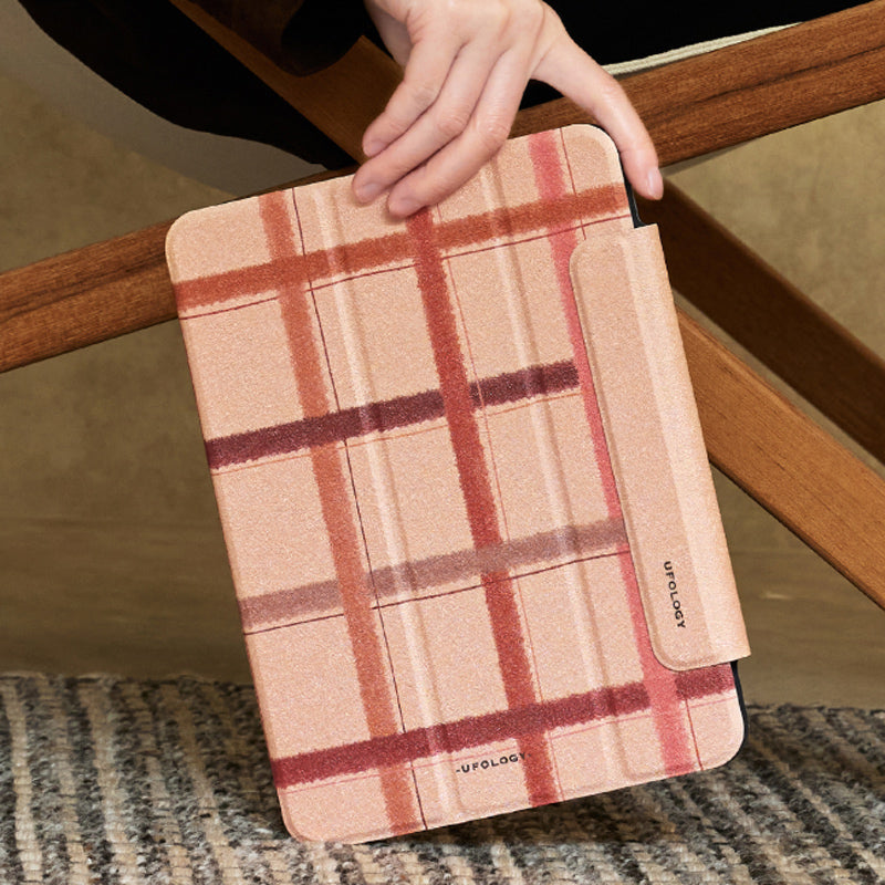 salmon pink check iPad case