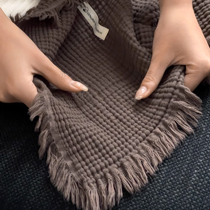 7color fringe knit blanket