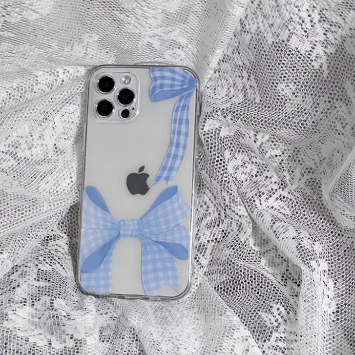 blue check ribbon iPhone case