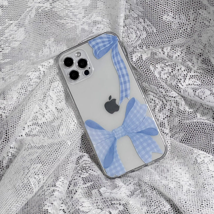 blue check ribbon iPhone case