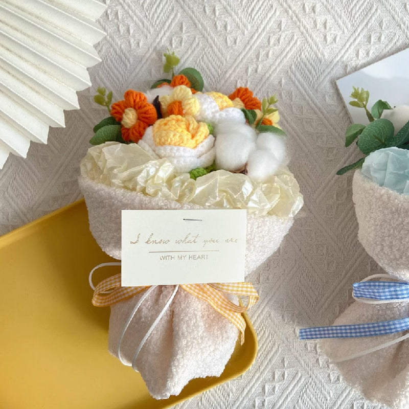 3color knit flower mini gift bouquet