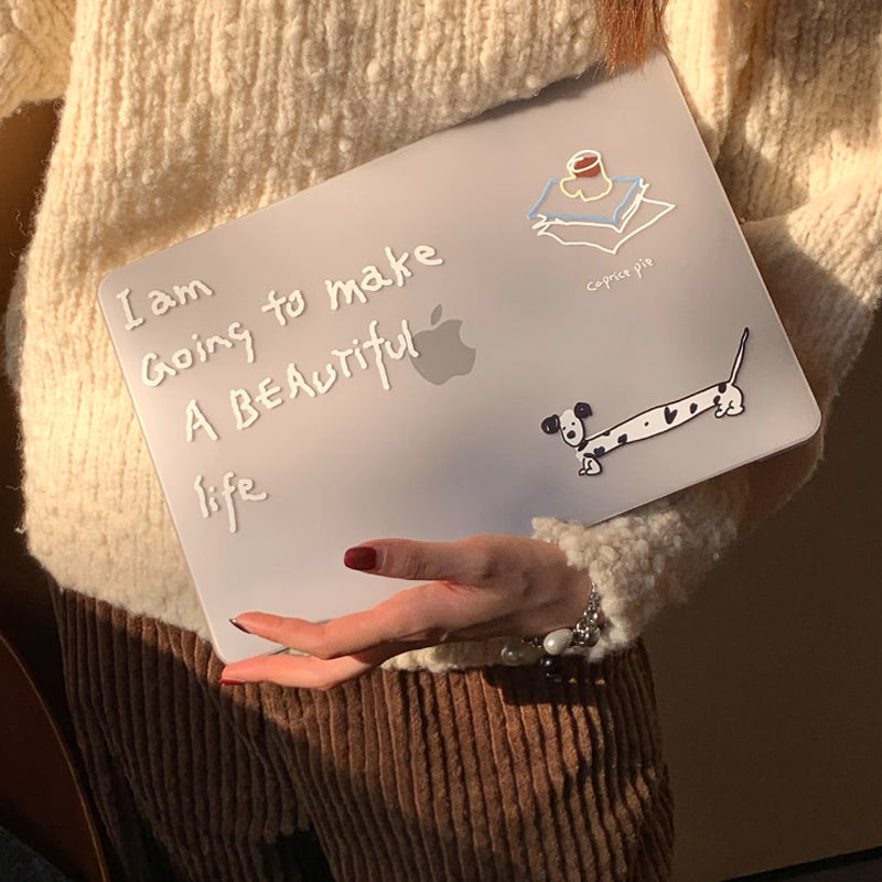 handwritten dog Mac book case