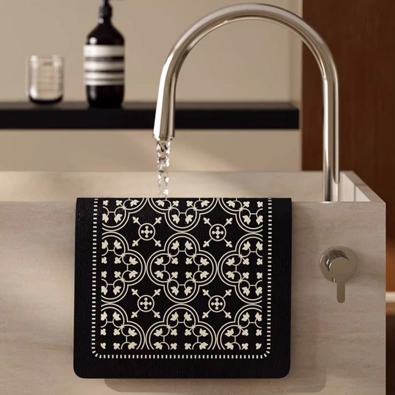 2color monotone flower tile sink mat