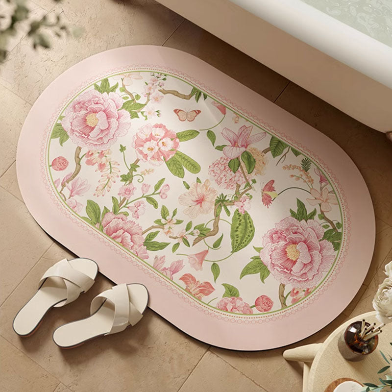 girly rose bath mat