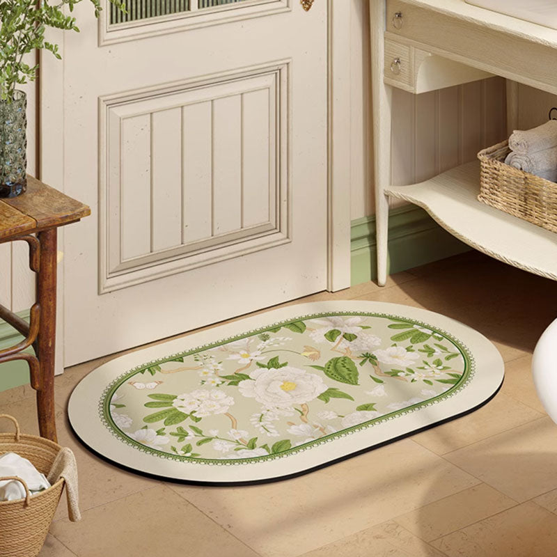 fresh green flower bath mat