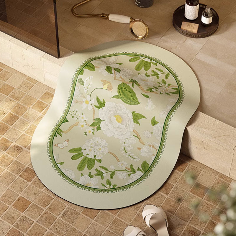 fresh green flower bath mat