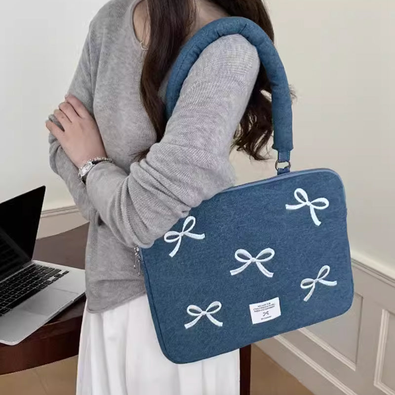 denim ribbon PC bag