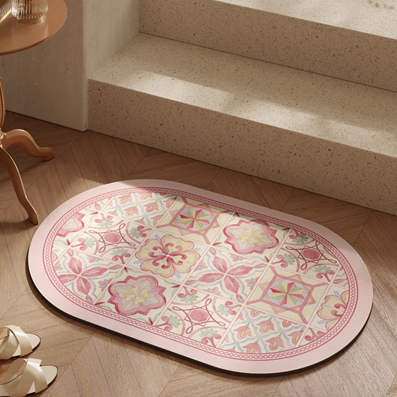 pink retro tile bath mat