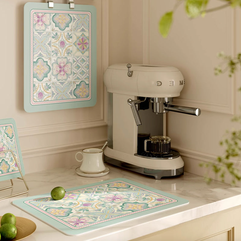 mint retro tile sink mat