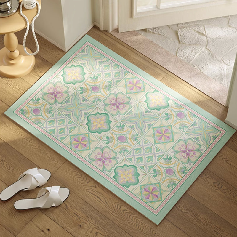 mint retro tile door mat