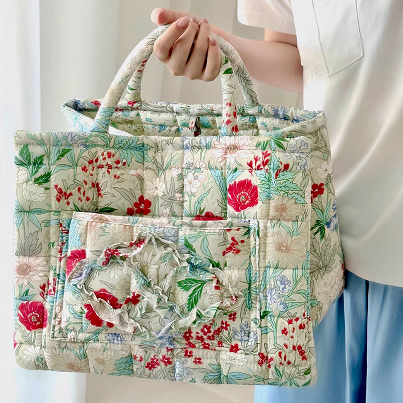 2color quilting flower bag