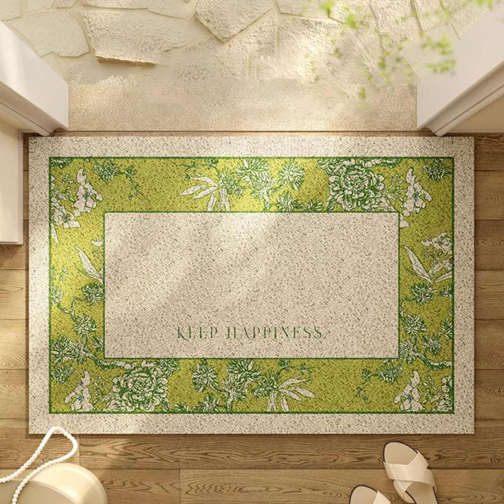 green botanical logo PVC door mat